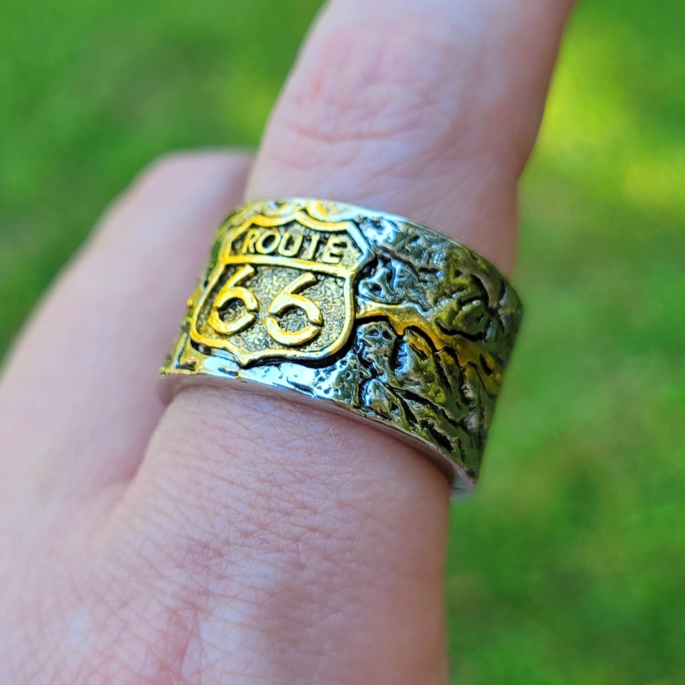 Route 66 Freedom Courage Enterprise 925 Silver Ring Size 9 - Picture 3 of 14